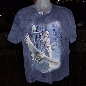 Vintage Ths Mountain Owl Fairy Tie Dye T Shirt Size XL